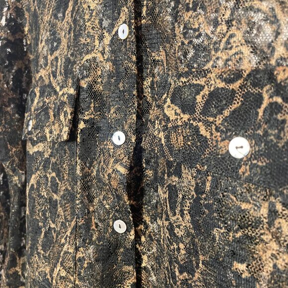 Zara snakeskin lace see through button up shirt - Picture 3 of 4